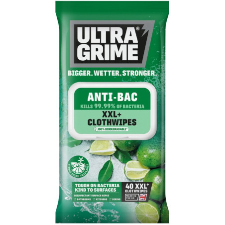 UltraGrime® Life Anti-Bac tīrīšanas lupatiņas ar citrusaugļu aromātu 40gab.