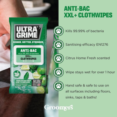 UltraGrime® Life Anti-Bac tīrīšanas lupatiņas ar citrusaugļu aromātu 40gab.