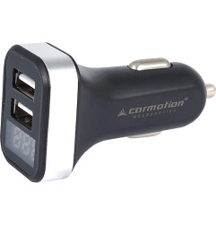 Volttimittari + 2xUSB-laturi 2.1A 12/24V CARMOTION