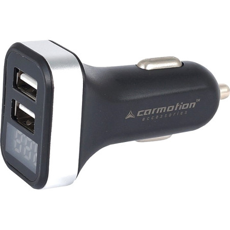 Volttimittari + 2xUSB-laturi 2.1A 12/24V CARMOTION