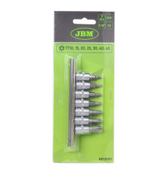 Torx uzgaļu komplekts ar caurumu 1/4" 7gab. T10 T45, JBM