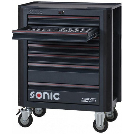 Työkaluvaunu, jossa 285 kpl. soittimille S8 NEXT SONIC