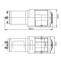 Sähkövinssi 12V 2500LBS/1134kg (metallikaapeli)