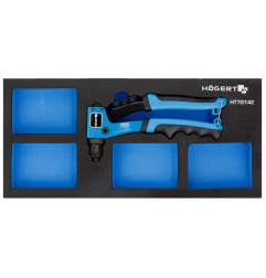 Riveter HOEGERT HT7G142Kniediklis / Su dėklu vėžimėliuiЗаклепочник в ложементе EVA с местом для хранения заклепок HOEGERT