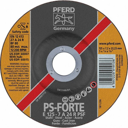 Slīpdisks metālam 125*7.0mm Pferd