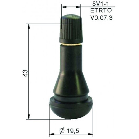 Venttiili autoihin, koottu, V2 03 1 / TR413, L 35/42,5mm