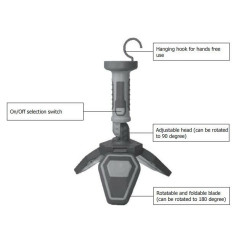 Darbnīcas lampa uz statīva ar regulējamu gaismekli 3x55 COB LED 230V 1800lm IP44 GYS