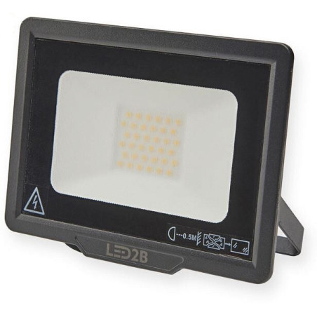 Prožektors 230V LED MH 30W 2400LM 120xX168mm silta gaisma, melns IP65 A ++ LED2B