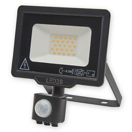Prožektors ar kustības sensoru 230V LED MHC 20W 1600LM 180x143mm silta gaisma, melns IP44 LED2B