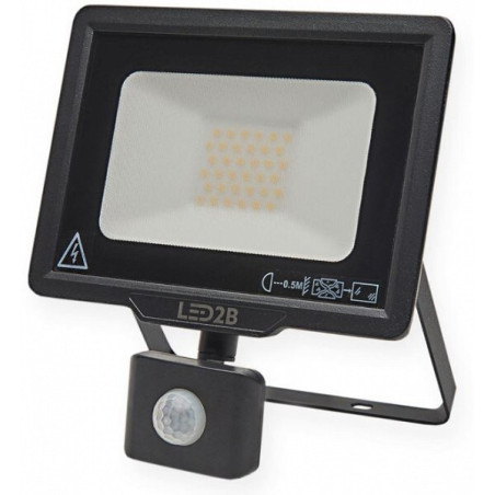 Prožektors ar kustības sensoru 230V LED MHC 30W 2400LM 215x187mm silta gaisma, melns IP44 LED2B