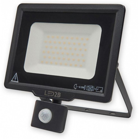 Prožektors ar kustības sensoru 230V LED MHC 50W 4000LM 235x217mm silta gaisma, melns IP44 LED2B