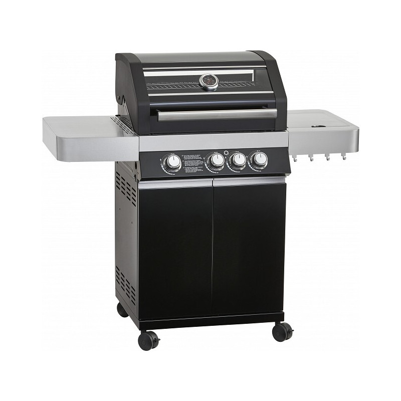 Grils ar gāzes degļiem 3+1 (1 plīts), 60x45cm, H70cm, 8 10IN, INOX, LPG FERRABOLI