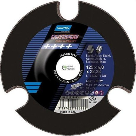 125x4.0x22mm slīp. disks metālam octopos Norton P36