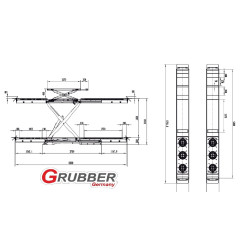 GRUBBER 5500ASI šķērveida pacēlājs riteņu ģeometrijas regulēšanai