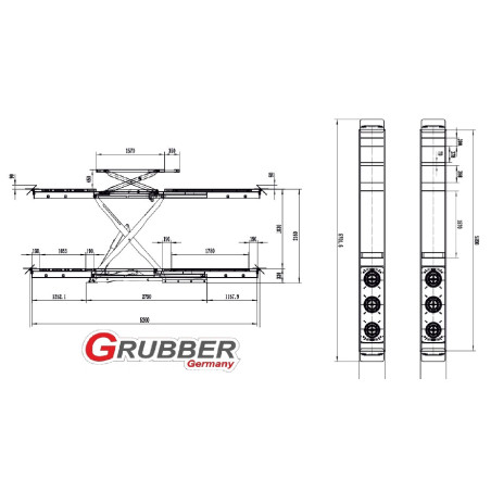 GRUBBER 5500ASI šķērveida pacēlājs riteņu ģeometrijas regulēšanai