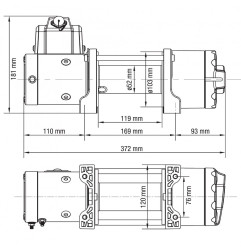 Sähkövinssi 12V 4500LBS / 2040kg synteettisellä köydellä