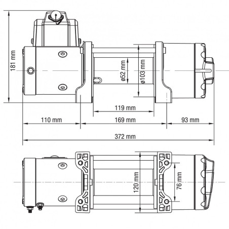 Sähkövinssi 12V 4500LBS / 2040kg synteettisellä köydellä