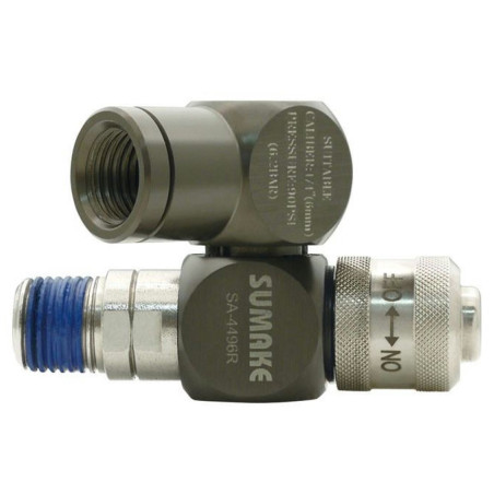 Pneimatiskais savienojums 1/4" ar  360° rotāciju un regulātoru